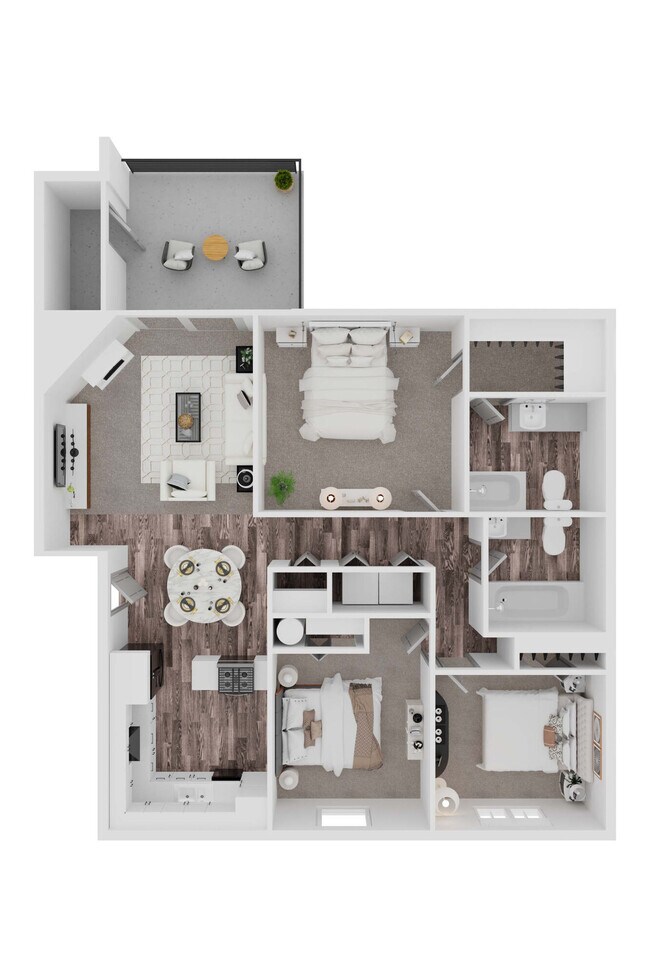 3/2 1025sf B204 floor plan